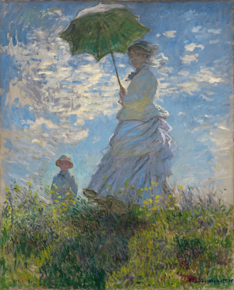 Mujer con sombrilla, Madame Monet y su hijo