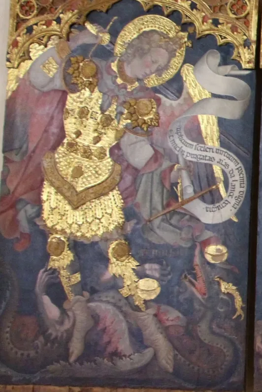 Justice enthroned between the Archangels Michael and Gabriel