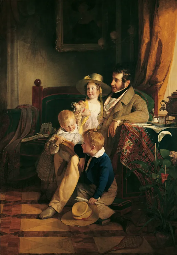 Rudolf von Arthaber and His Children Rudolf, Emilie and Gustav