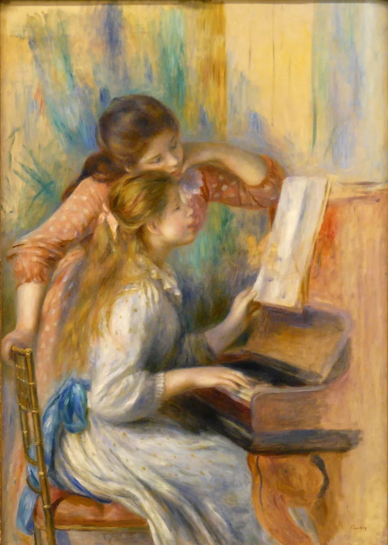 Young girls at the piano