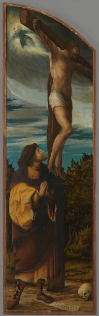 Crucifixion Altarpiece, Left Wing, Inner Face: The Good Thief and St Lazarus