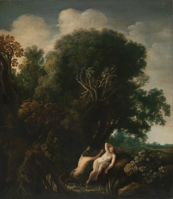 Nymphe surprise au bain par un satyre
