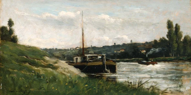 Chiatta su un fiume