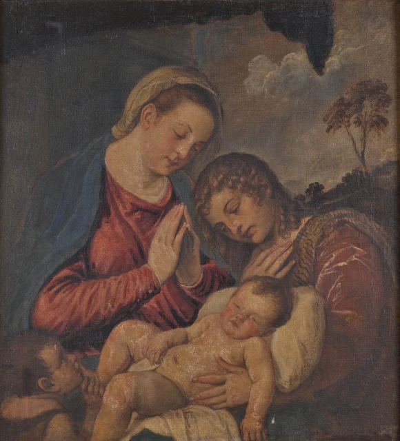 Madonna mit Kind, dem kleinen Johannes dem Täufer und einem Engel