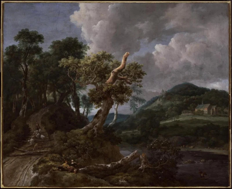 Wooded Landscape with Shepherd and Flock by a River
