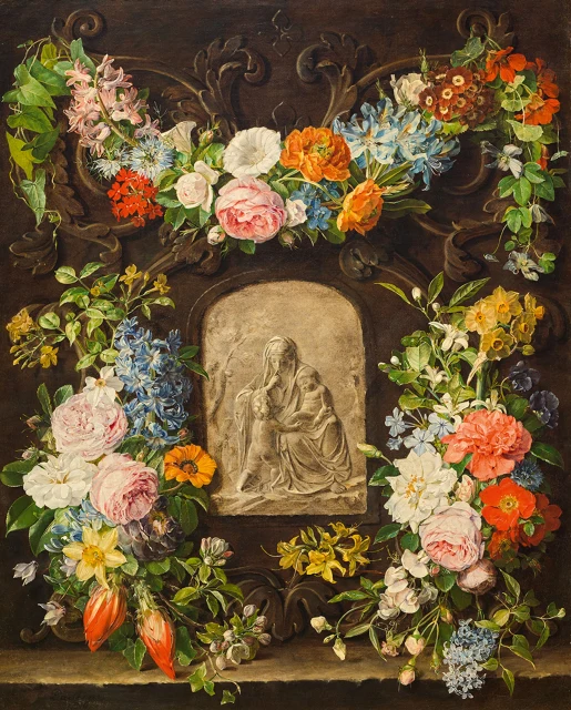 花环与圣母浮雕