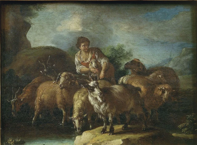 Shepherdess with Herd