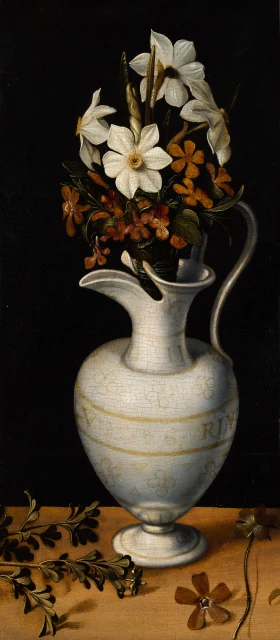 Narcissi, Periwinkle and Violets in a Ewer