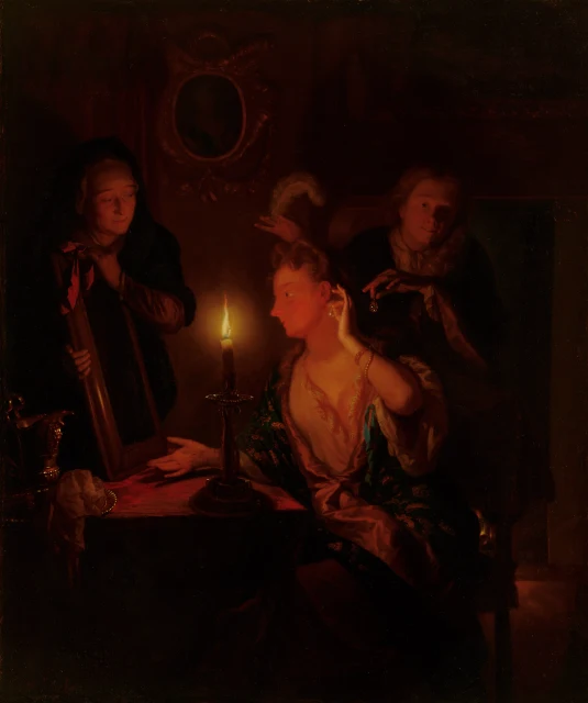 Lady at a Mirror by Candlelight