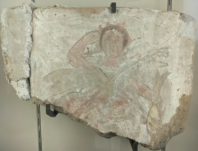Wall Painting with a Figure Holding a Fish, from Dura-Europos