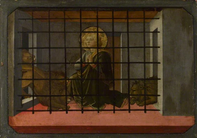 Saint Mamas in Prison thrown to the Lions: Predella Panel