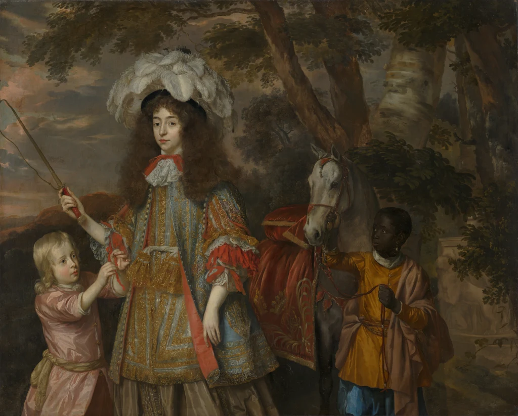 Portrait of Maria of Orange (1642-1688), with Hendrik van Nassau-Zuylestein (d. 1673) and a Servant