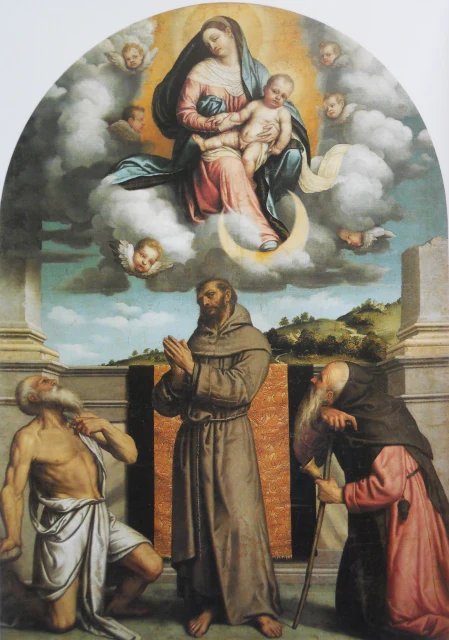 La Virgen en gloria con el Niño y los santos Jerónimo, Francisco y Antonio Abad