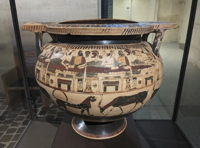 Corinthian Column-Krater with a Banquet and Horsemen
