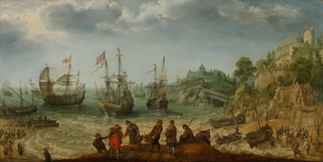 Ships off a Rocky Coast