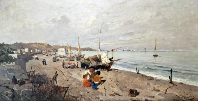 Boats and children on the beach