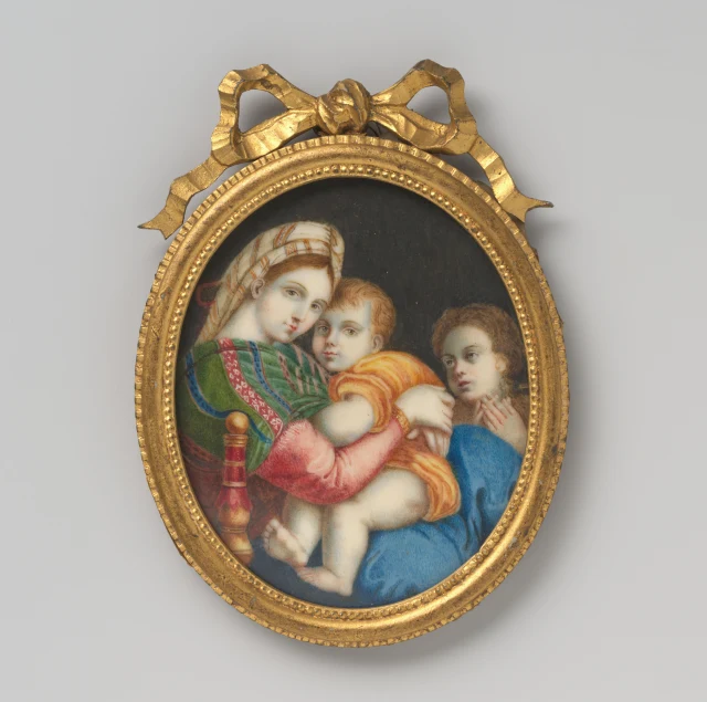 Miniatura según la Madonna della Sedia de Rafael, de la casa de muñecas de Petronella Dunois