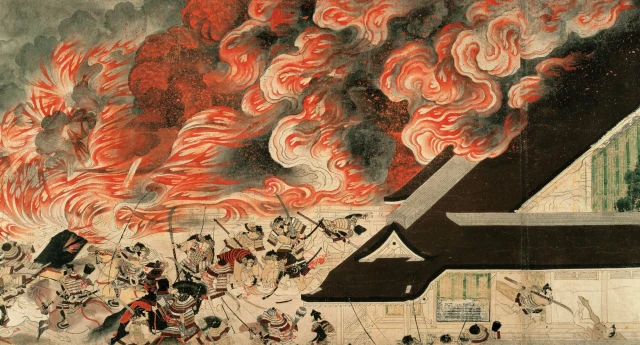 Night Attack on the Sanjô Palace, from the Illustrated Scrolls of the Events of the Heiji Era (Heiji monogatari emaki)