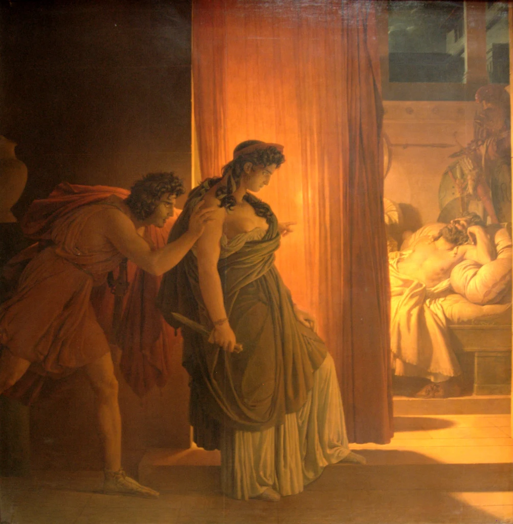 Clitemnestra duda antes de matar a Agamenón dormido