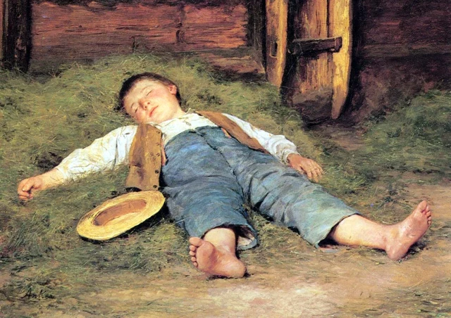 Boy Asleep in the Hay