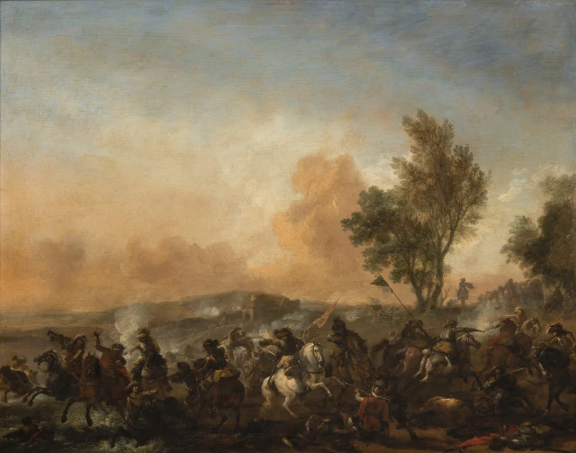 Cavalry Skirmish on a Riverbank