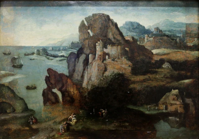 Paesaggio con il Battesimo di Cristo e l'andata a Emmaus