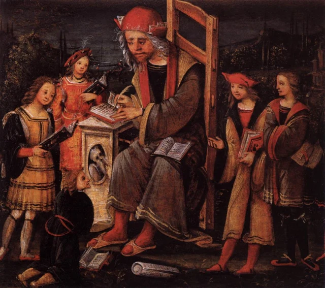 A Schoolmaster at His Lectern with His Pupils