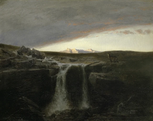 Mountain Landscape with Waterfall