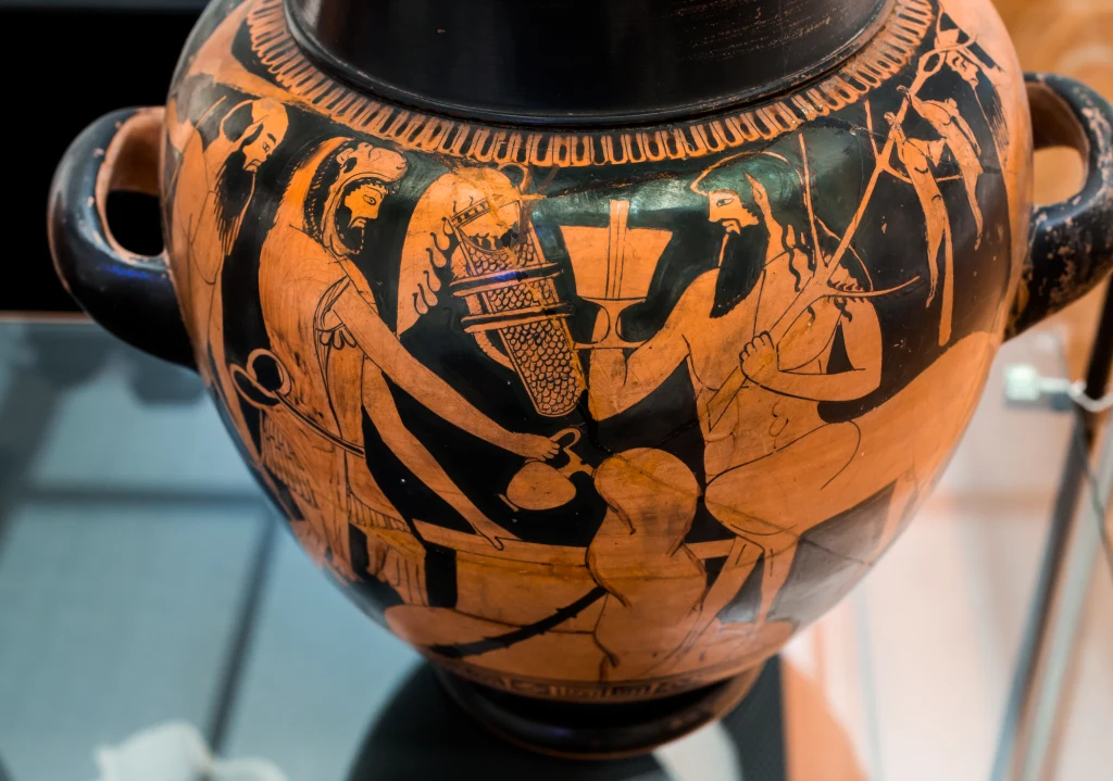 Stamnos avec Héraclès et le centaure Pholos