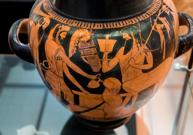 Estamno com Héracles e o centauro Folo