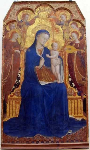 La Virgen y el Niño rodeados de seis ángeles