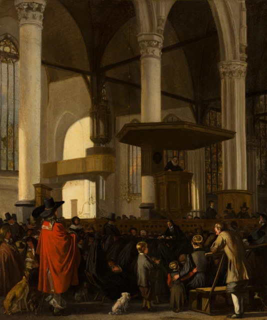 L'Oude Kerk d'Amsterdam pendant le culte