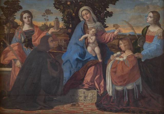 Madonna mit Kind zwischen den Heiligen Barbara und Christina und zwei Stiftern