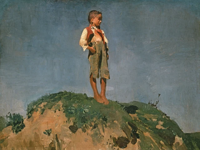 Shepherd Boy on a Grassy Hill