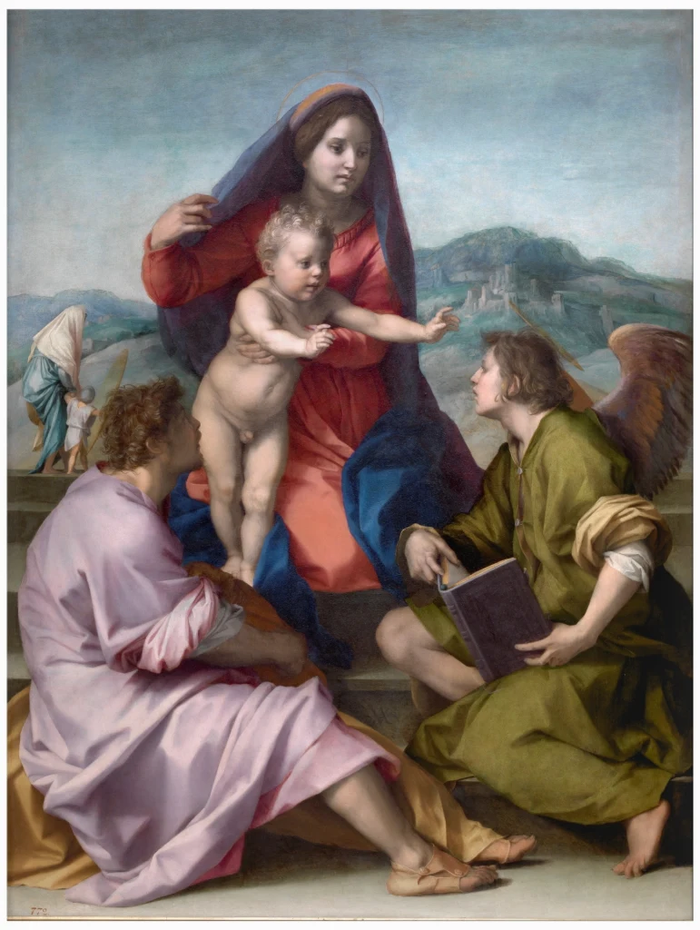 Maria mit dem Kind zwischen dem heiligen Matthäus und einem Engel (Madonna della Scala)