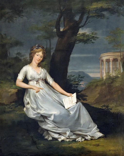 Portrait of a young lady with a sheet of music