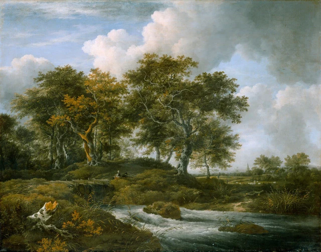Torrent with Oak Trees