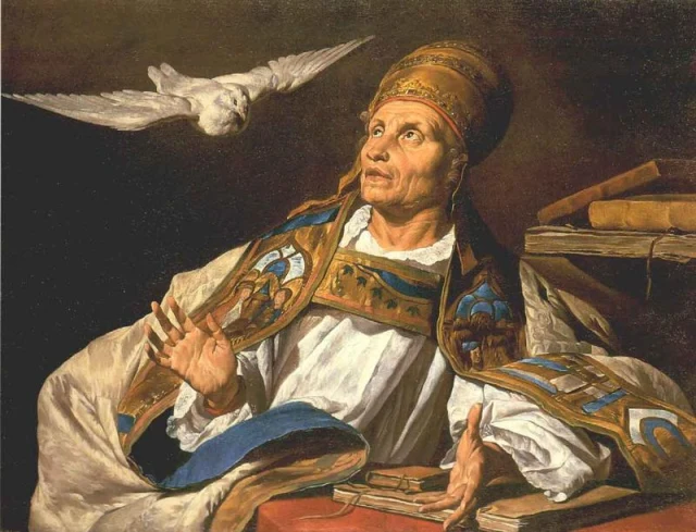 Saint Gregory and the holy spirit in the form of a dove