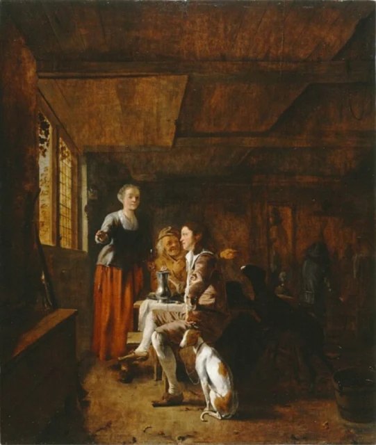 Hunters and a Landlady in an Inn