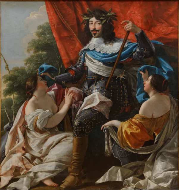 Louis XIII between Two Female Figures Symbolising France and Navarre