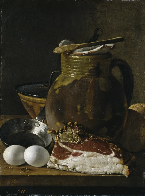 Still Life with Ham, Eggs and Vessels