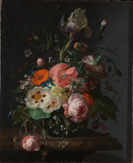 Still Life with Flowers on a Marble Tabletop