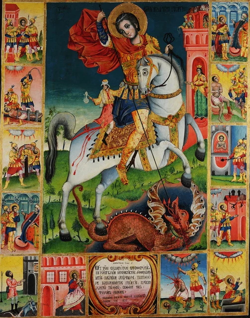 St George Killing the Dragon, with Scenes from His Life