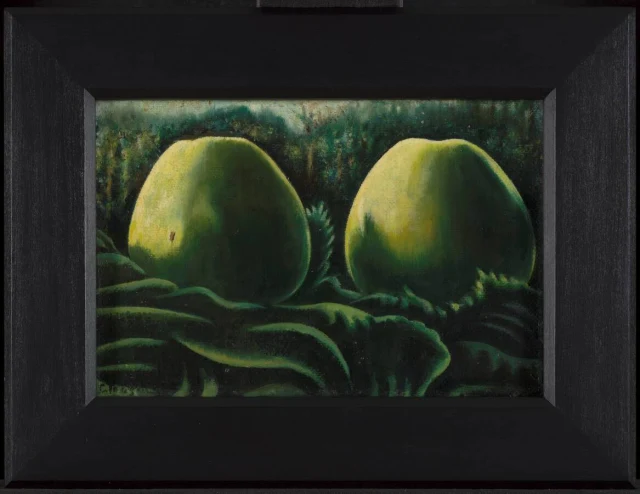 Two Apples in Leaves