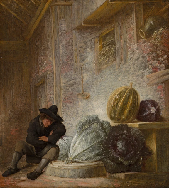 Boy Sleeping in a Barn