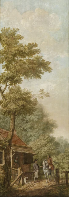 Three Painted Wall Hangings of a Dutch Landscape