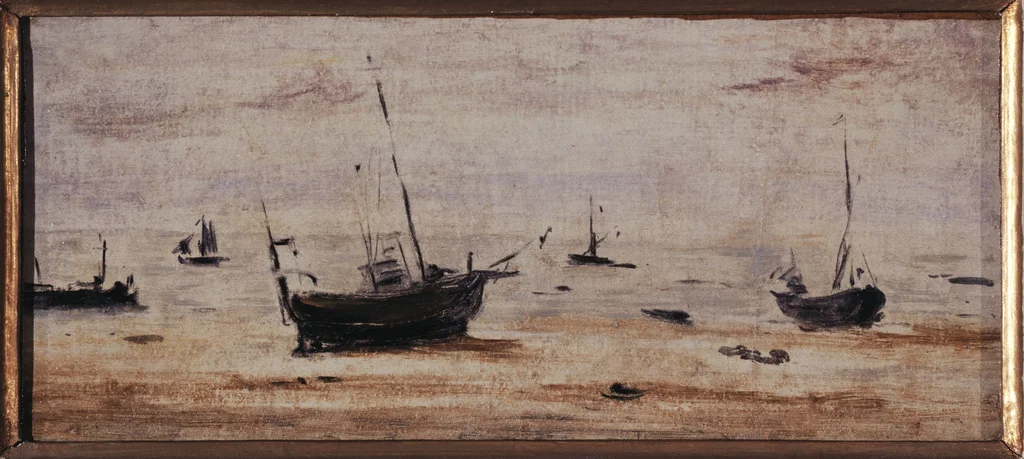 Bei Ebbe gestrandete Boote