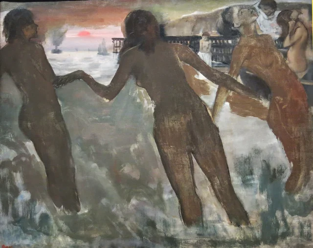 Peasant Girls bathing in the Sea at Dusk