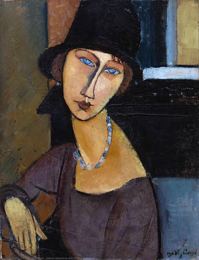 Jeanne Hébuterne mit Hut und Halskette