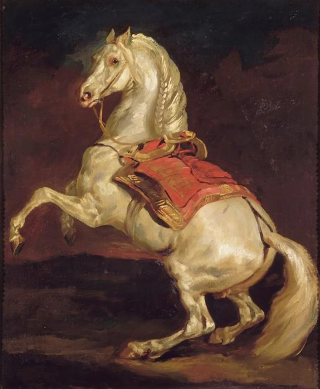 Rearing Horse with a Red Saddlecloth